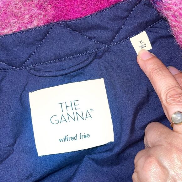 Aritzia Wilfred Free The Ganna Womens Plaid Wool Blend Shacket Fuchsia Multi XL - Picture 4 of 7